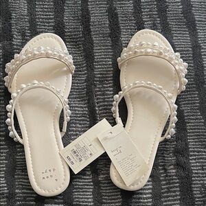 a new day Cream Pearl-Embellished Sandals